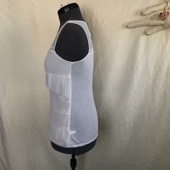 *4/$20* Express Layered Ruffle/Sheer White Top - Picture 2 of 7